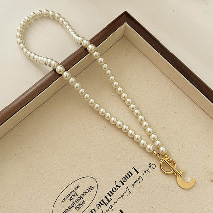 Moon Pearl Necklaces for Women Moon Pendant Baroque - FASHION SHEGOODS LLC