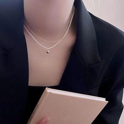 Stacked Pearl Necklaces White Pearl Beaded Necklace