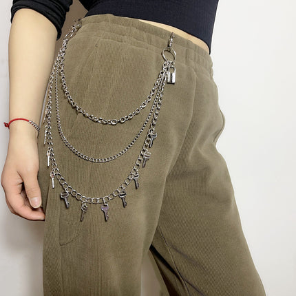 Vintage Metal Key Pendant Multi-layer Waist Chain