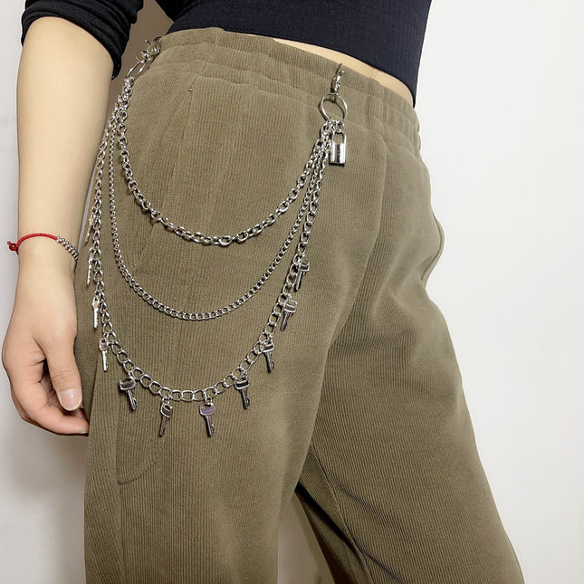 Vintage Metal Key Pendant Multi-layer Waist Chain