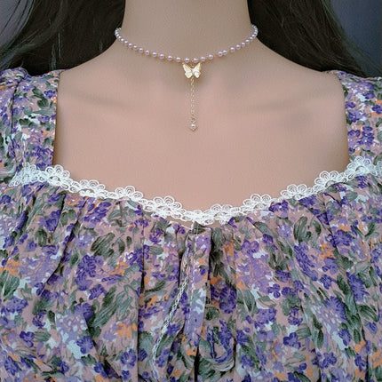 Pearl Butterfly Necklace for Women