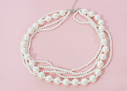 Multilayer Strand Chain Pearls Long Choker Necklace