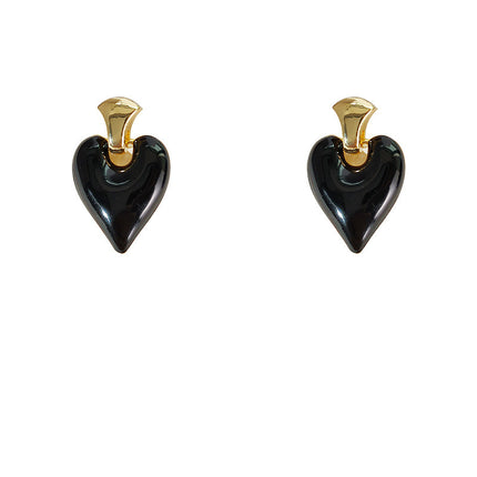 Colorful Gold Stud Heart Elegant Love Enamel Earring
