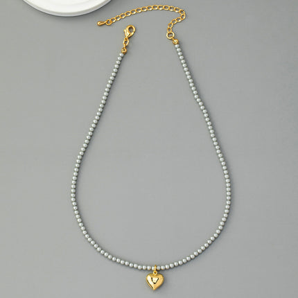 Heart Pearl Beads Chain Choker Necklaces - FASHION SHEGOODS LLC