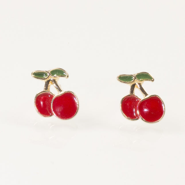 Red Enamel Cherry Earrings