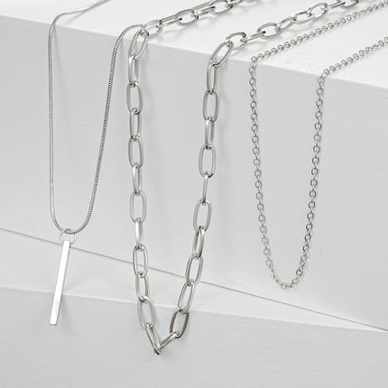 Boho Bar Multilayer Simple Layered Bar Drop Pendant Necklace