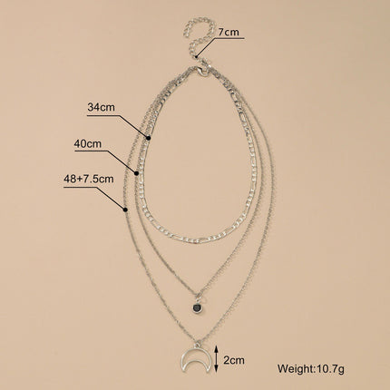 Vintage Star Moon Multi Layer Long Pendant Choker Necklaces