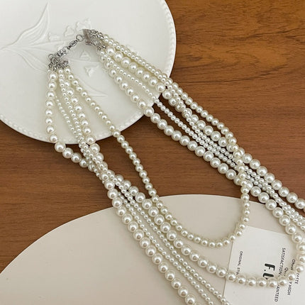 Pearl Beaded Necklace for Women Multi Long Strand Layered - FASHION SHEGOODS LLC