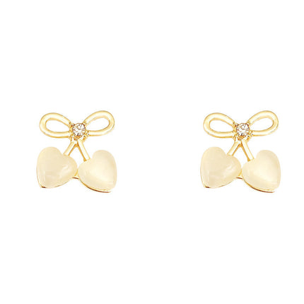 Flower Opal Bow Stud Earrings - FASHION SHEGOODS LLC