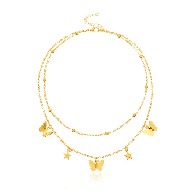 Multi-layer butterfly Pendant Choker Necklace