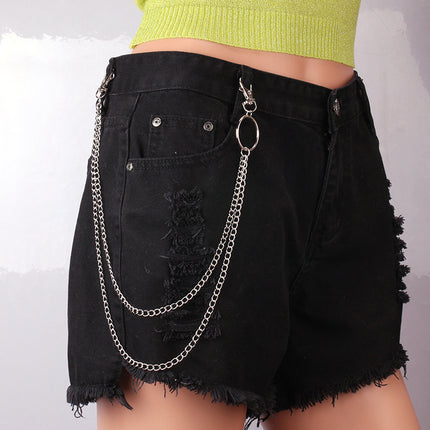 Punk Rock Layered Chain Belts Metal Keychains