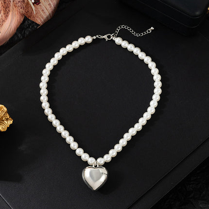 Heart Pearl Beads Chain Choker Necklaces - FASHION SHEGOODS LLC