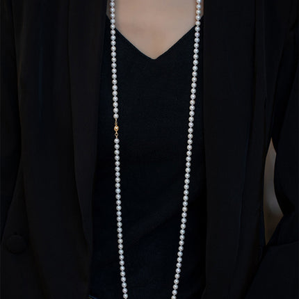 Vintage Pearl Elegant Necklace Small Fragrance Style Simple Layer Long Sweater Accessories