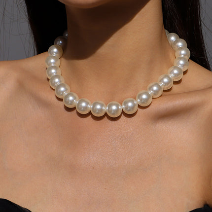 Big Pearl Beaded Choker Necklaces Collar for Women