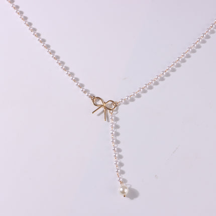 Bow Pearl Necklace Pendant butterfly Necklace