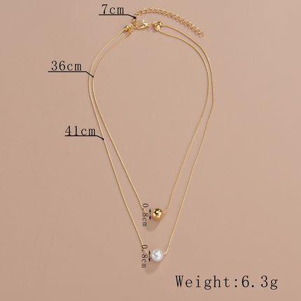 Multi Layer Chain Pearl Pendant Necklace - FASHION SHEGOODS LLC