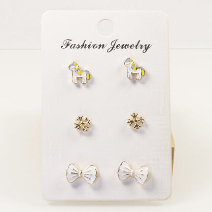 Bow pony earring set