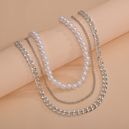 Multi-layer Pearl Chain Choker Necklace - FASHION SHEGOODS LLC
