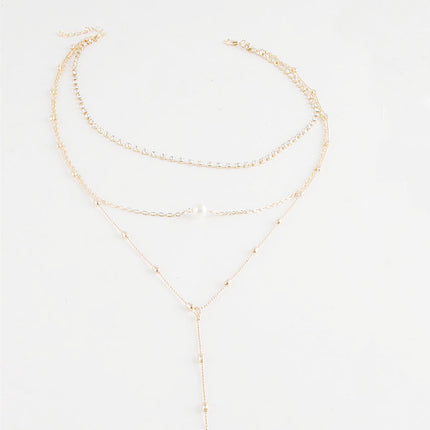 Long Multilayer Beads Chain Pendant Pearl Necklace - FASHION SHEGOODS LLC