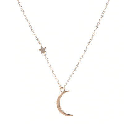 Moon Star Pendant Necklace Woman