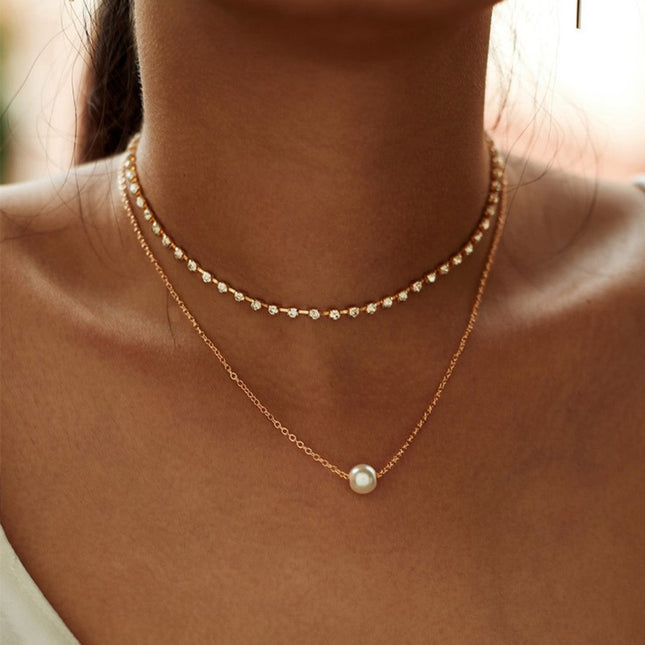 Sweater Chain Choker Necklace Double Layered