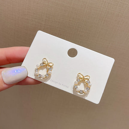 Pearl Bow Knot Stud Earrings for Women - FASHION SHEGOODS LLC