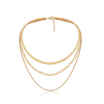 Vintage Layer Necklaces for Women Gold Set Cuban Link Snake Chain