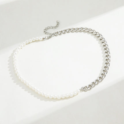 Elegant Chain Choker Necklace Fashion White Pearl