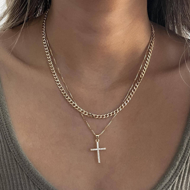 Vintage Gold Plated Double Layer Chain Necklace