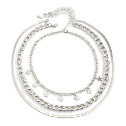 Star Charm Pendants Punk Handmade Multi Layer Chains Necklaces