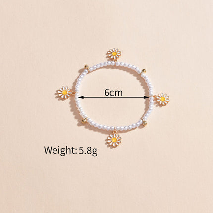 Summer Pearl Daisy Pendant Beach Sweet Cute Anklet Chain