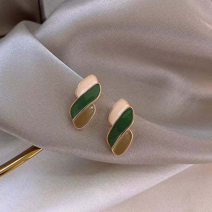 Green Enamel Irregular Stud Earring - FASHION SHEGOODS LLC