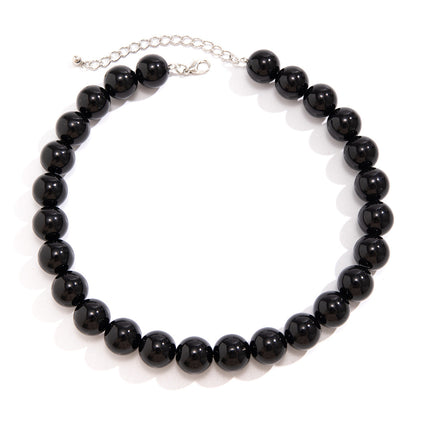 Punk Smooth Big Round Beads Strand Necklace for Women