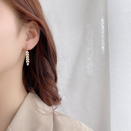 Three-piece Wheat Pearl Necklace Earrings Bracelet Set Jewelry