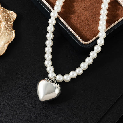 Heart Pearl Beads Chain Choker Necklaces - FASHION SHEGOODS LLC