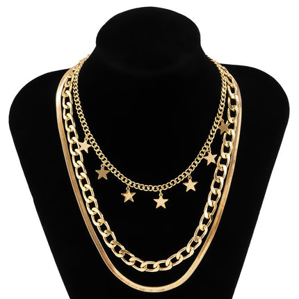 Star Charm Pendants Punk Handmade Multi Layer Chains Necklaces