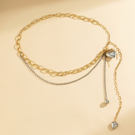Double-Layer Pearl Chain Love Bow Tassel Waist Chain Body Jewelry