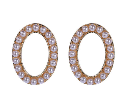 Vintage Pearl Oval Stud Earrings