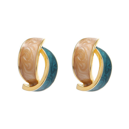 Enamel Color Matching Geometric Stud Earrings