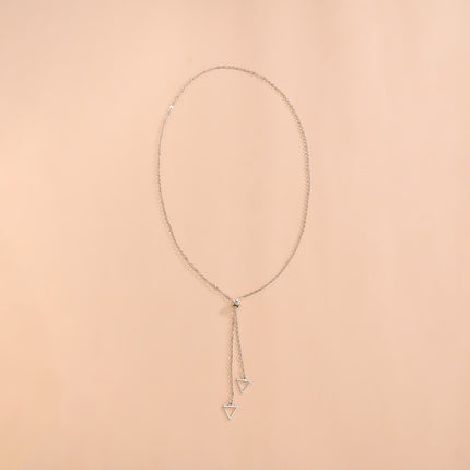 Long Chain Tassel Necklace with triangle