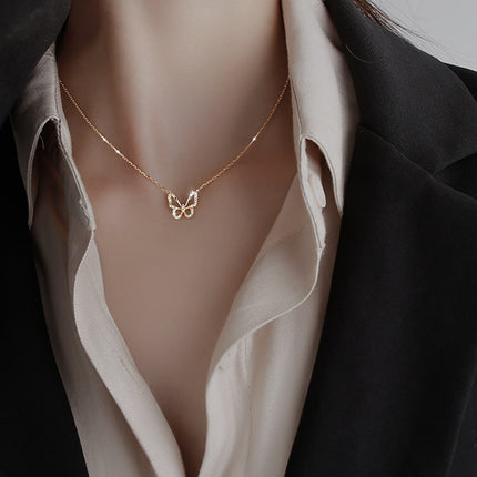 Crystal Butterfly Pendant Choker Necklaces