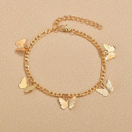 Snake Bone Chain Butterfly Pendant Anklet Jewelry