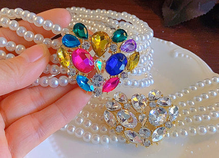 Exaggerated Crystal Colorful Large Heart Pearl Necklace