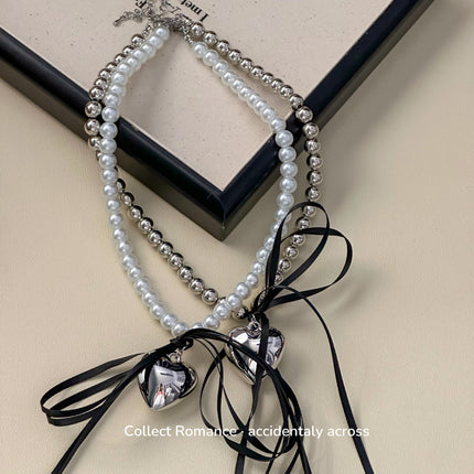 Heart Bowknot Pearl Necklaces - FASHION SHEGOODS LLC