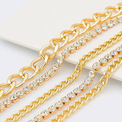 Punk Multilayered Rhinestone Chain Jeans Pants Gothic Keychains