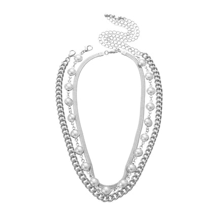 Layered Pearl Beads Choker Necklace for Women