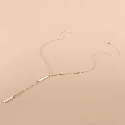 Square Bar Bead Tassel Pendant Necklace