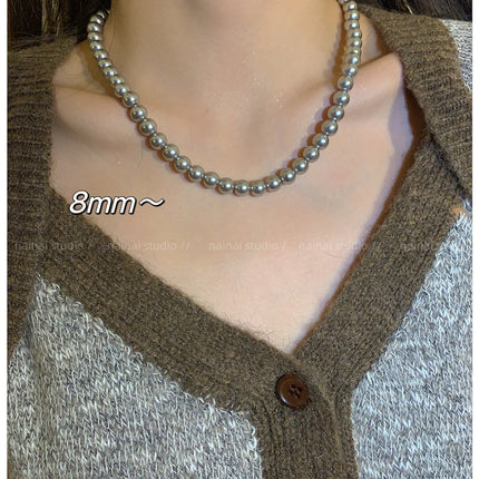 Gray Glass Pearl Fashion Necklaces for Gift