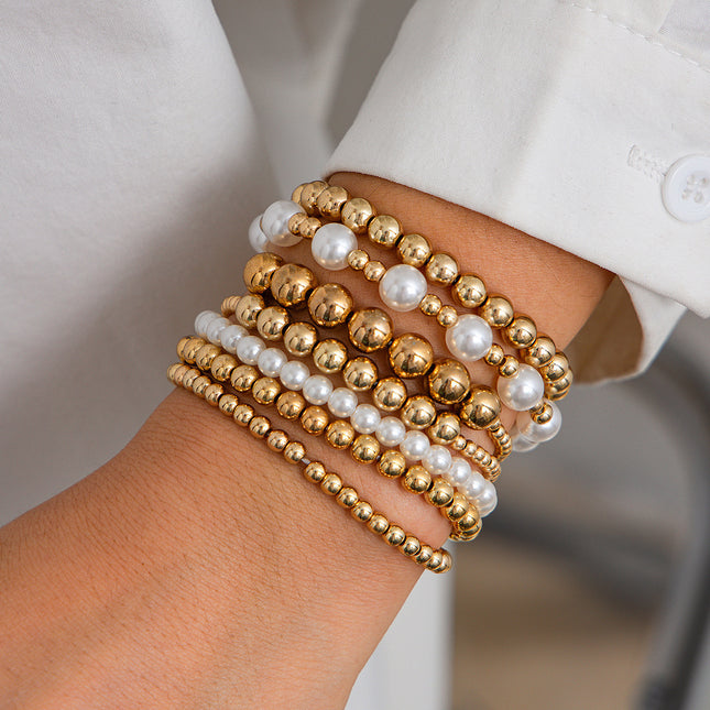 Pearl Beaded Elastic Bracelet Set