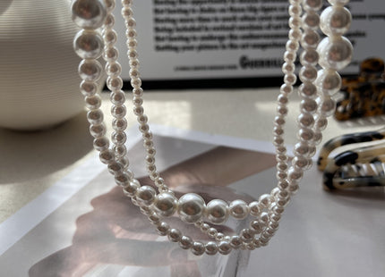 Multilayer Strand Simulated Pearl Statement Necklace
